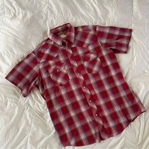 Wrangler Western Pearl Snap Red Plaid Shirt M